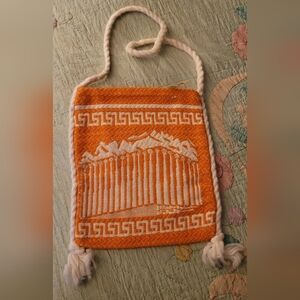 Handwoven Orange and White Bag